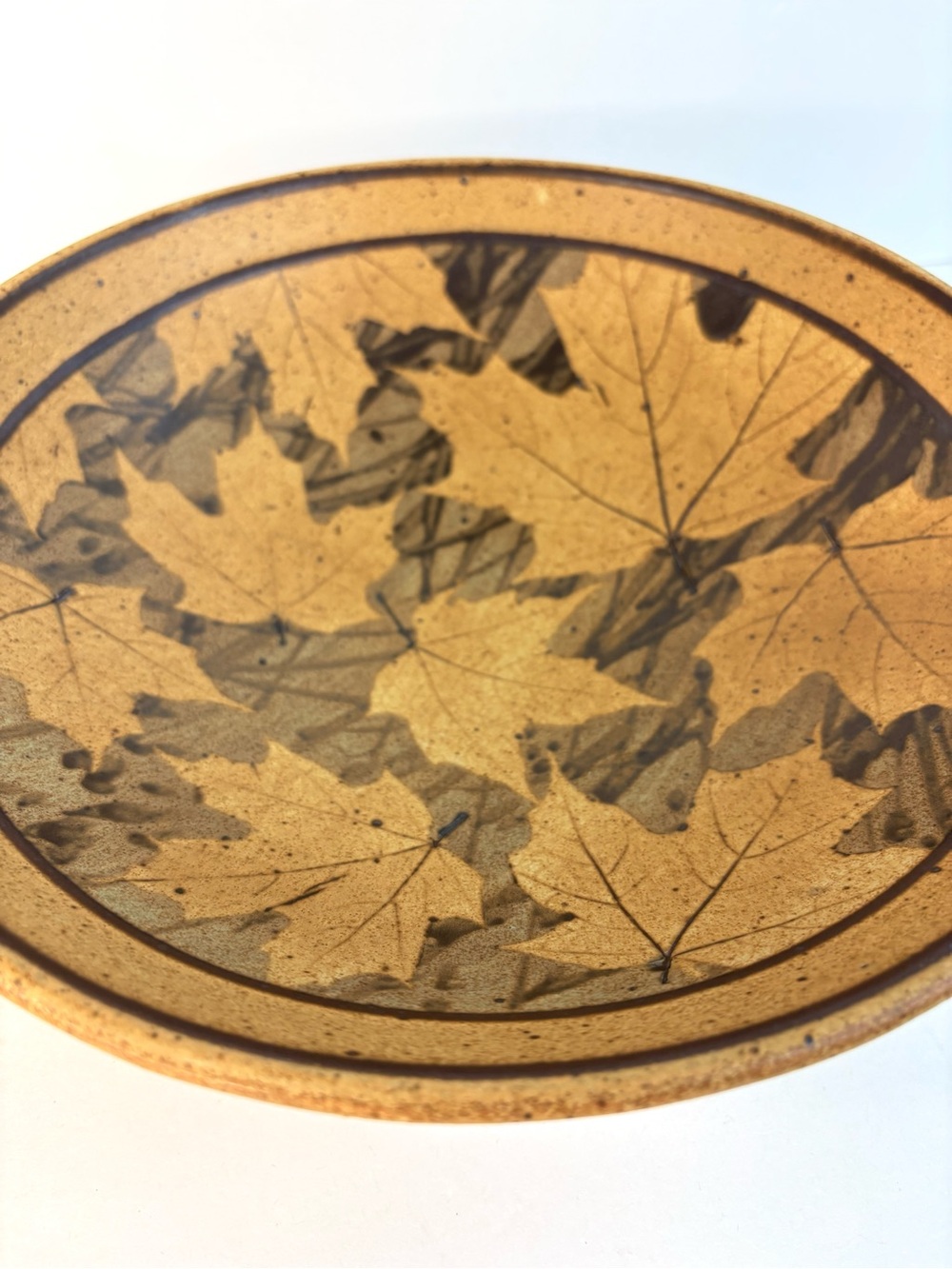 Mark Williams Maple Leaf Ceramic Stoneware Pottery 11” Serving Bowl, Signed